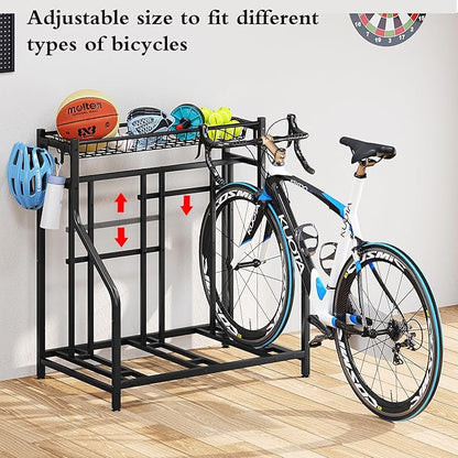 Bike Rack Storage Stand Organizer Floor Holds 3 Bicycle Parking Freestanding Adjustable Garage