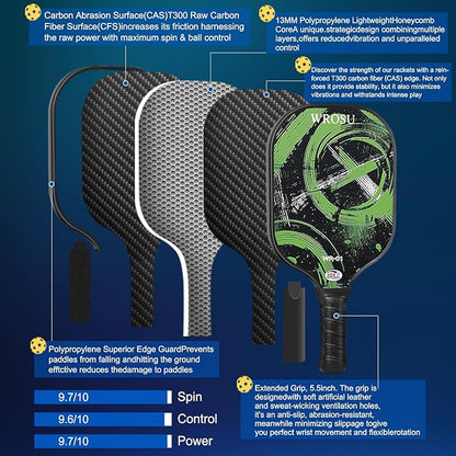 Carbon Fiber Pickleball Paddles Set of 4 or 2 Rackets,USAPA Approved Carbon Fiber Surface Pickle