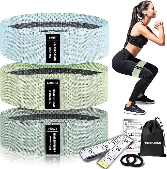 Wide Fabric Resistance Bands for Working Out, 3 Level Non-Slip Exercise Booty Bands for Women & Men