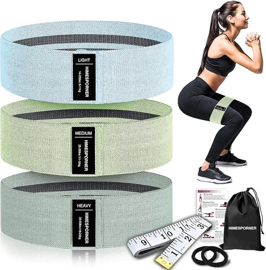 Wide Fabric Resistance Bands for Working Out, 3 Level Non-Slip Exercise Booty Bands for Women & Men
