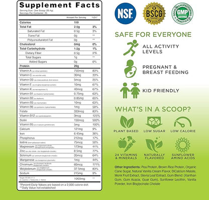 TRU Supplements Plant Based Protein Powder, BCAA, EAA, 20g Vegan Brown Rice & Pea Protein, 100