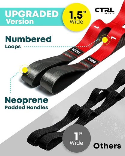 Stretching Strap with Loops - Non Elastic Stretch Band for Physical Therapy, Yoga Strap for