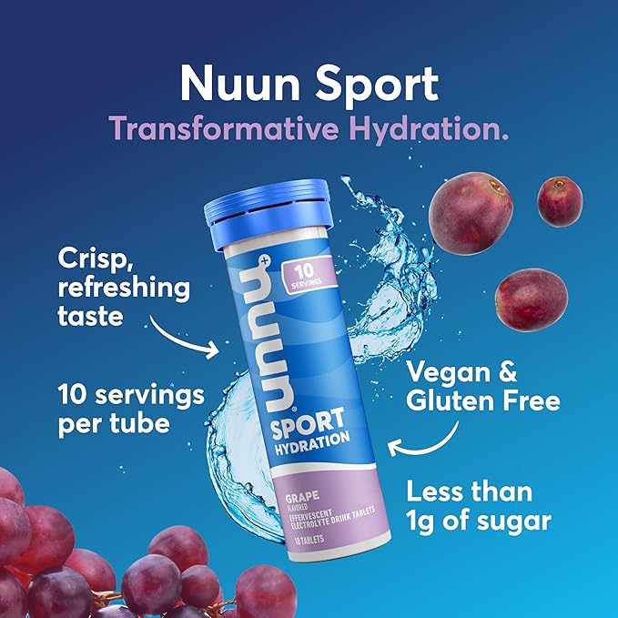 Nuun Sport Electrolyte Tablets with Magnesium, Calcium, Potassium, Chloride & Sodium, Gluten Free &