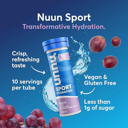 Nuun Sport Electrolyte Tablets with Magnesium, Calcium, Potassium, Chloride & Sodium, Gluten Free &