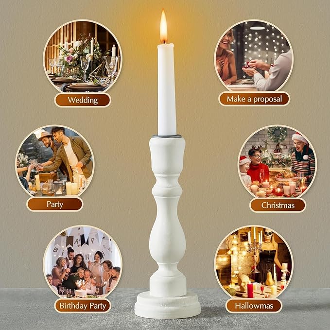 36 Pack White Taper Candles, 7-8 Hours Burn Time, Unscented, Smokeless and Dripless, 0.8 x 10 Inch