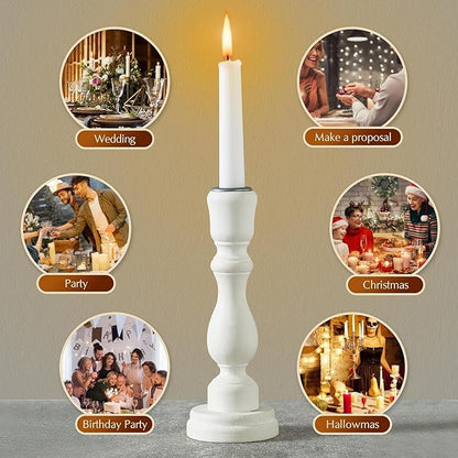 36 Pack White Taper Candles, 7-8 Hours Burn Time, Unscented, Smokeless and Dripless, 0.8 x 10 Inch