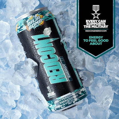 REDCON1 Energy High Performance Drink, Baja Bomb - Zero Sugar Energy Drink with Alpha GPC Nootropic
