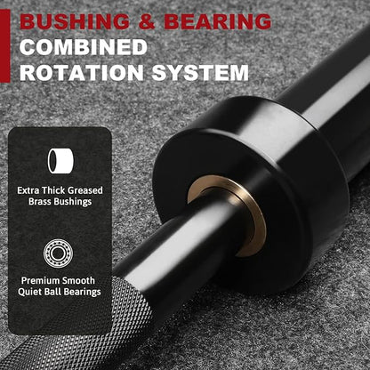 LIONSCOOL Premium 4ft/4.9ft/6ft Barbell for Strength Training and Olympic Weightlifting, 2 Inch Bar