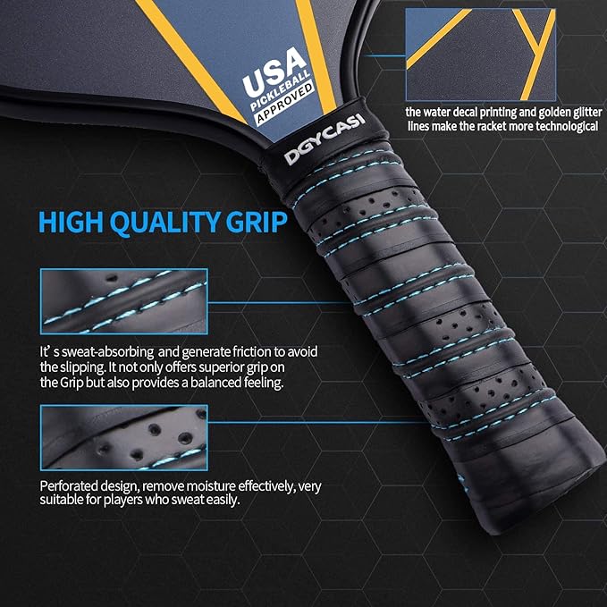 YC DGYCASI Pickleball Paddles Set of 4, USAPA Approved Pickleball Set, 4 Carbon Fiber Pickleball