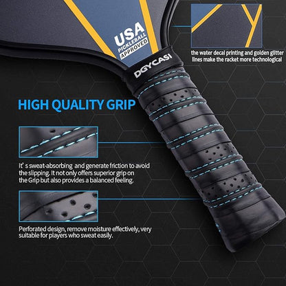 YC DGYCASI Pickleball Paddles Set of 4, USAPA Approved Pickleball Set, 4 Carbon Fiber Pickleball