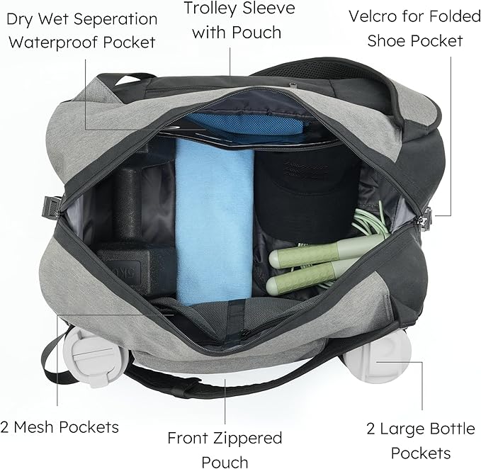 Gym Bag for Men with Shoes Compartment and Wet Pocket Convertible Duffle Bag and Gym Backpack