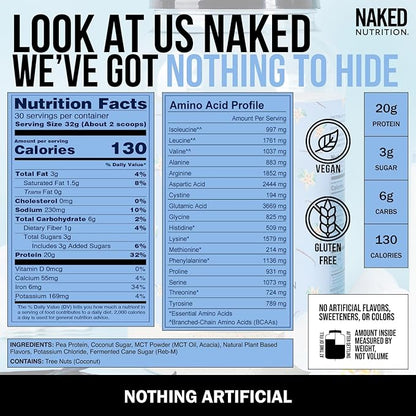 Naked Shake - Vanilla Protein Powder - Plant Based Protein Shake with Mct Oil, Gluten-Free