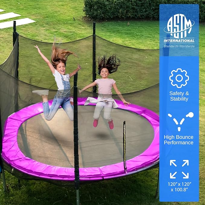 Serenelife 12FT 10FT 8FT Recreational Trampolines with Enclosure Net and Ladder and Anti-Rust