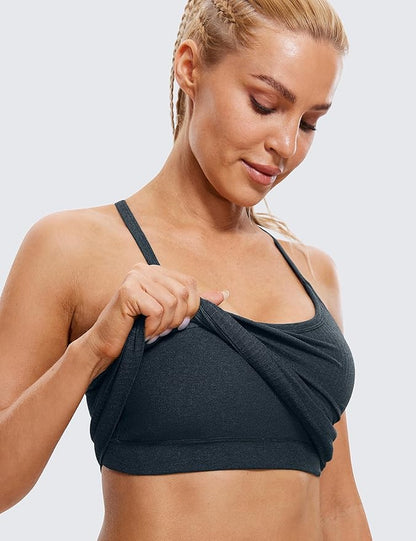 CRZ YOGA Seamless Workout Tank Tops for Women Racerback Athletic Camisole Sports Shirts with Built