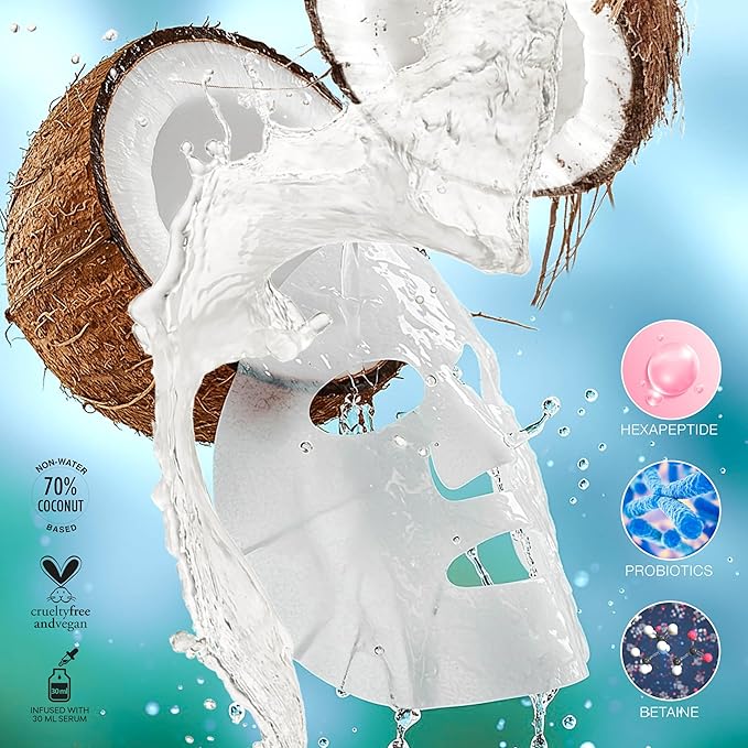 STARSKIN Close-Up 1x40g, Coconut Bio-Cellulose Firming Face Mask for all Skin Types, Face Lifting