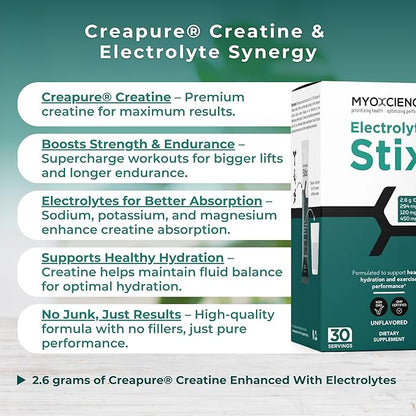 MYOXCIENCE Electrolyte STIX | Creatine Electrolyte Powder | Recovery from Exercise & Muscle