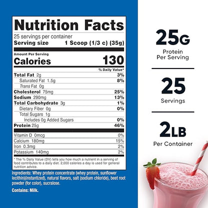 Nutricost Whey Protein Concentrate (Strawberry Milkshake) 2LBS - Gluten Free & Non-GMO