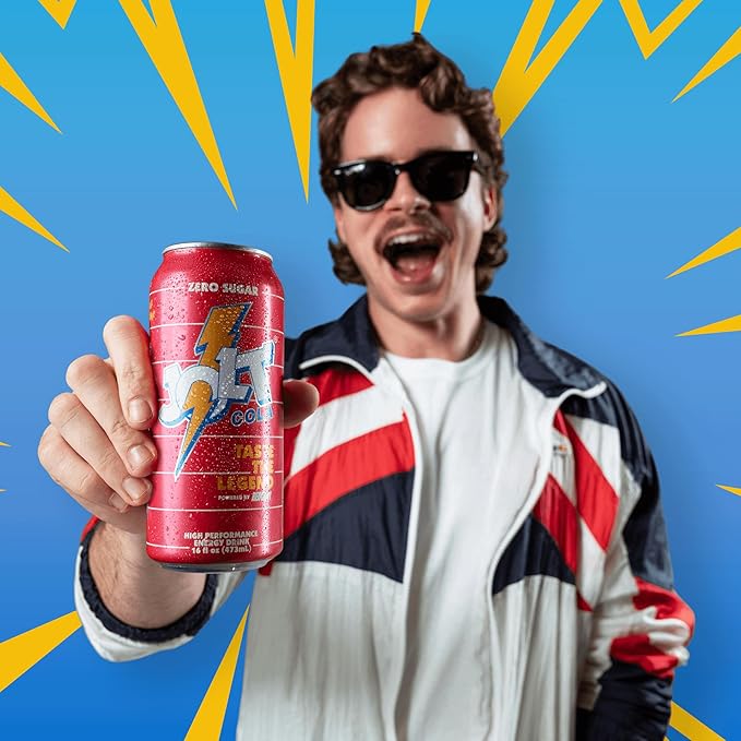Redcon1 JOLT Cola Energy Drink – 200mg Caffeine, Zero Sugar, 16oz Can – Classic 80s Flavor