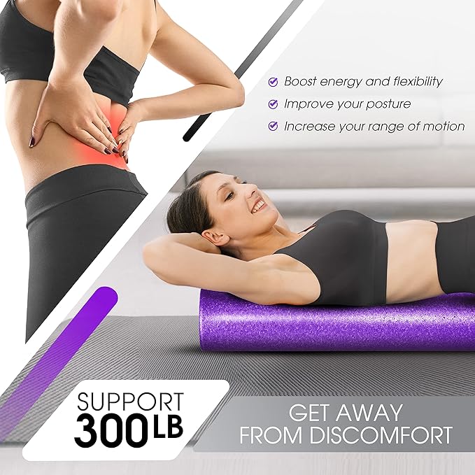 Yes4All High-Density EPP Round Back Roller Foam, Exercise Foam Roller for Yoga, Pilates &