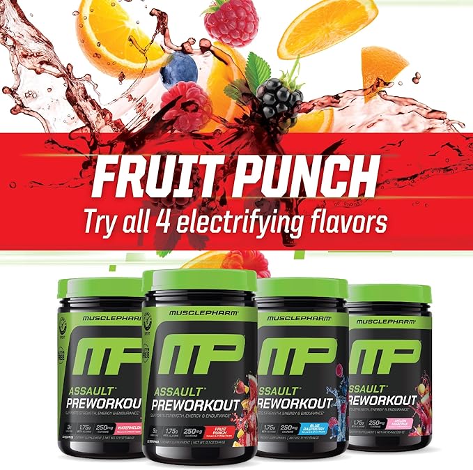 Muscle Pharm Assault Energy & Strength Pre Workout Powder for Men & Women with Beta Alanine