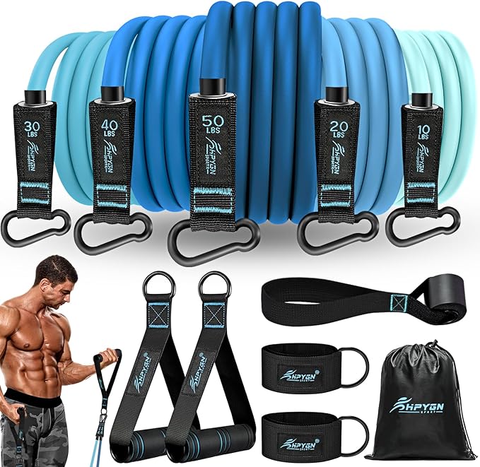 HPYGN Resistance Bands, Exercise Bands with Handles, Fitness Bands, Workout Bands with Door Anchor