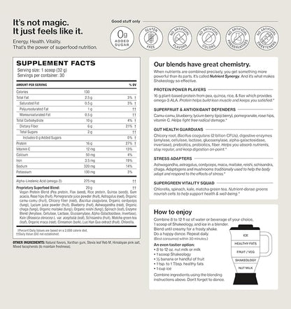 Shakeology 0g Added Sugar Plant Based Protein Powder Blend, Gluten-Free Shake with Vitamins and