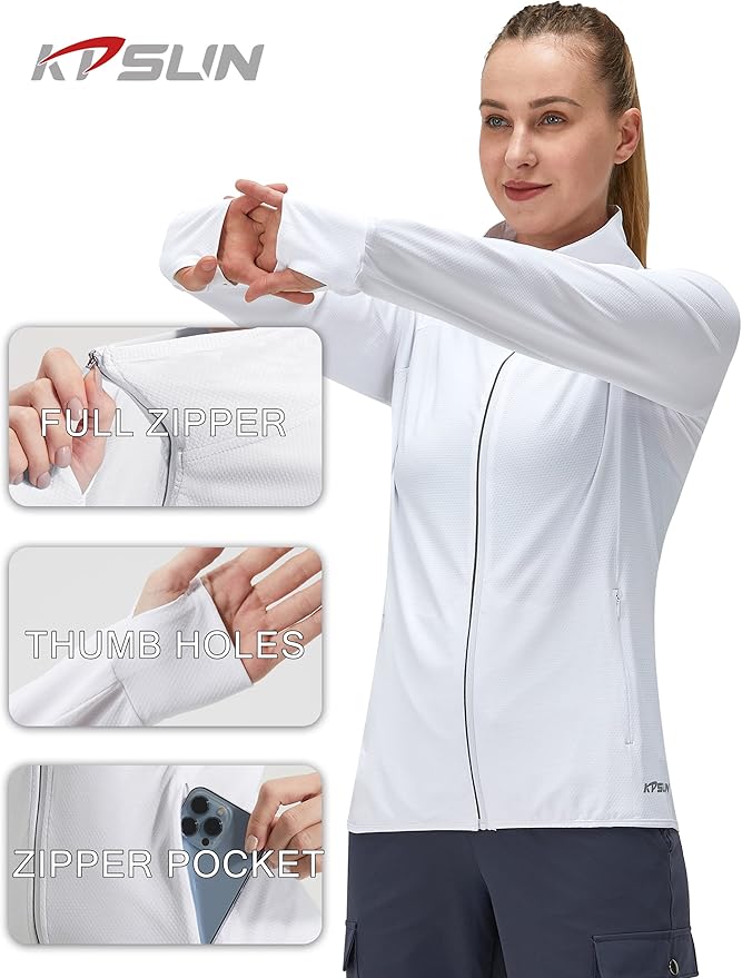 Women's UPF 50+ UV Sun Protection Clothing Long Sleeve Athletic Hiking Shirts Lightweight SPF Zip
