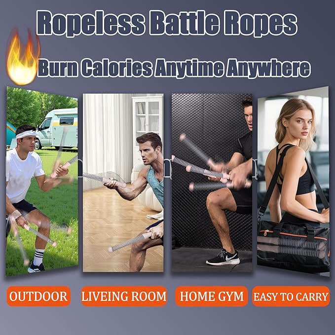 New Upgrade 2nd Generation Weighted Ropeless Battle Ropes for Home Gym,Quiet Cordless Training Rope