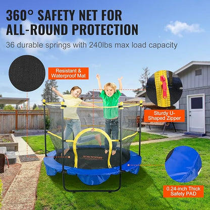 VEVOR 5FT Trampoline 50"/55"/56 * 35" for Indoor/Outdoor use for Toddlers, Foldable Mini Baby with