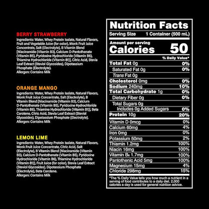 Whey Protein Water Sports Drink by PWR LIFT | Variety Pack | Keto, Vitamin B, Electrolytes, Zero