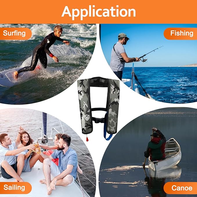 Automatic/Manual Inflatable Life Jacket| Inflatable PFD Kayak Vest Adult| Life Vest for Adults|