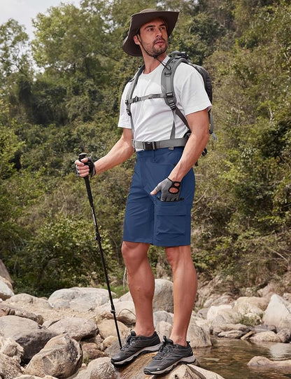 CRYSULLY Men's Hiking Cargo Shorts Outdoor Summer Lightweight Quick Dry Work Casual Shorts with 5