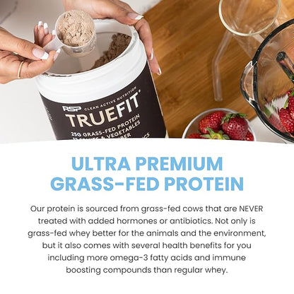TrueFit Gut Healthy Protein Powder, Grass-Fed Whey Meal Replacement Shake with Prebiotics
