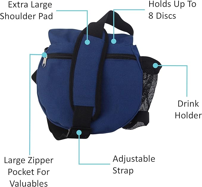Kestrel Black Disc Golf Bag - Fits 6-10 Golf Discs + Bottle - For Beginner & Advanced Golfers