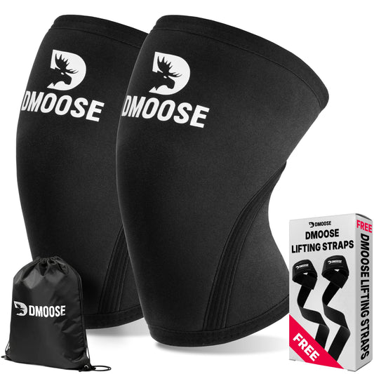DMoose Fitness Knee Sleeves for Weightlifting (Pair) 78" Knee Wraps for Squats, Powerlifting &