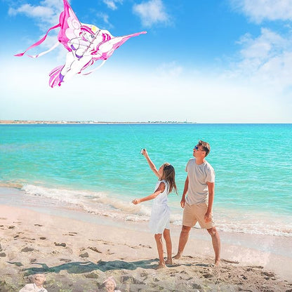 JOYIN 43.3'' Giant Unicorn Kite Easy to Fly for Kids and Adults with 262.5 ft String, Large Beach