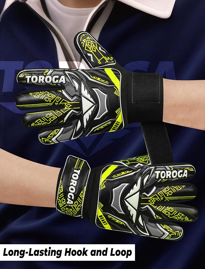 Goalkeeper Gloves for Kids & Youth – Soccer Goalie Gloves, Strong Latex Grip, Double Wrist Support