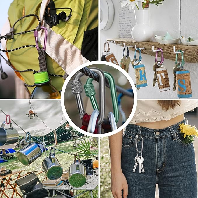 Carabiner, 2 inch D-Ring Locking Carabiner Clip, Snap Hook Sport Accessories for Outdoor Camping