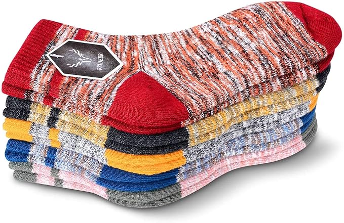 FEIDEER Hiking Walking Socks For Women, Multi-pack Outdoor Recreation Socks Moisture Wicking Crew