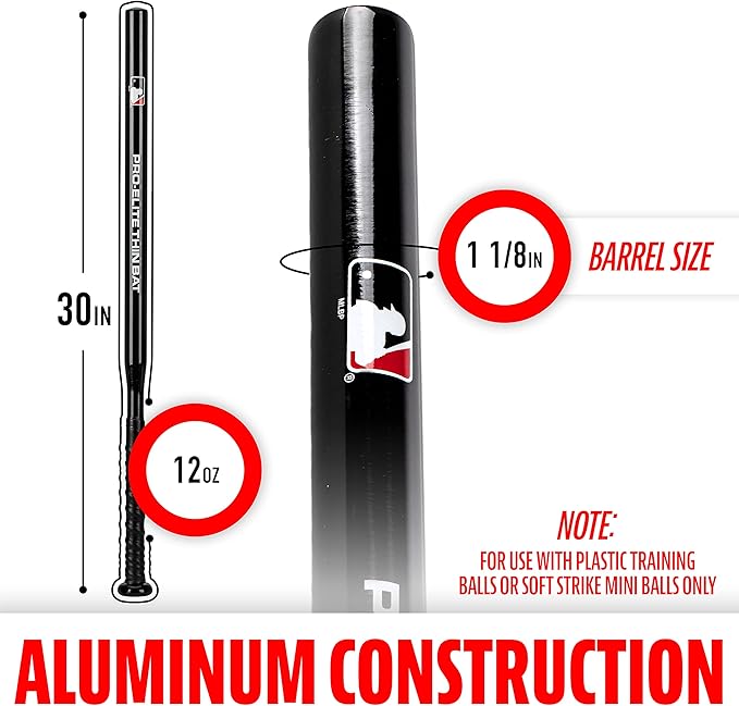 Franklin Sports MLB Baseball Training Bat + Balls - Thin Stick Training Equipment for Hitting