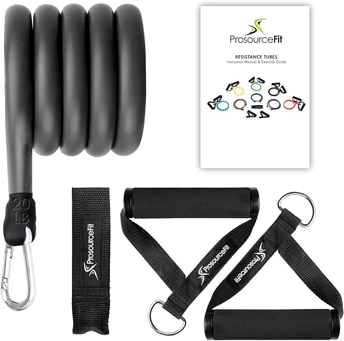 ProsourceFit Single Stackable Resistance Bands with Door Anchor and Exercise Guide, 5-8 LB, Heavy