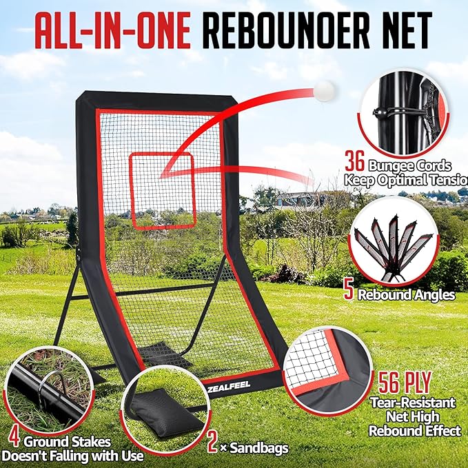 Lacrosse Rebounder, 4x7FT/4x6FT Lacrosse Rebound for Backyard with 5 Rebound Angles, Target Strip