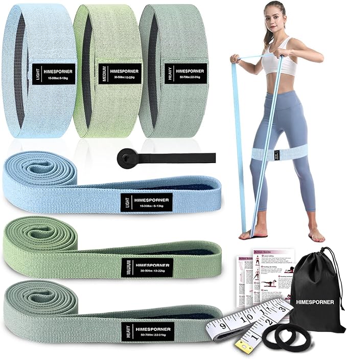 9 PCS Fabric Resistance Bands Set for Working Out, Non-Slip Exercise Booty Bands for Women & Men