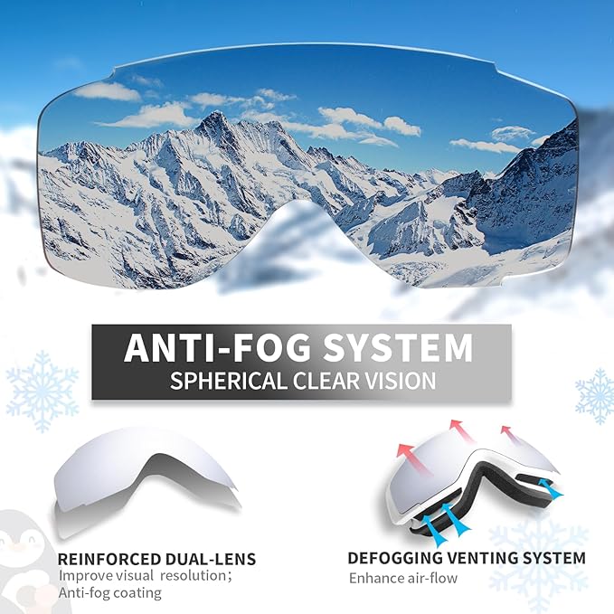 Freela Kids Ski Snowboard Goggles for Toddler(3-14) Youth Anti Fog Anti UV Goggles Girls Boys Snow