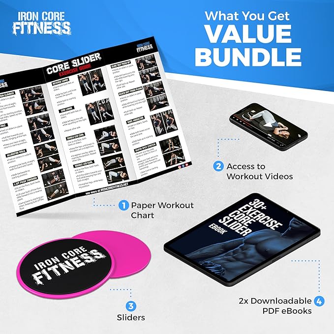 Core Sliders for Working Out, Dual Sided Exercise Gliding Discs for Use on All Surfaces, Ultimate