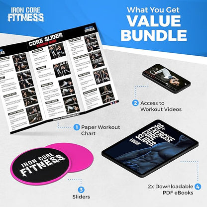 Core Sliders for Working Out, Dual Sided Exercise Gliding Discs for Use on All Surfaces, Ultimate