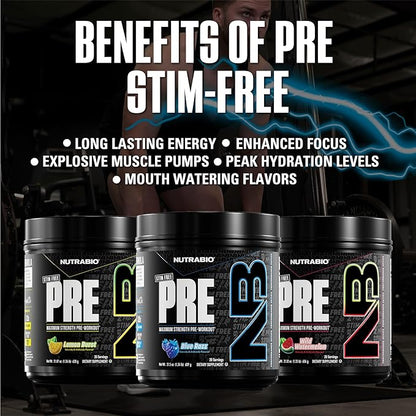 NutraBio STIM-Free PRE Workout for Men, New Formula | Laser Focus, Extreme Pumps | Performance