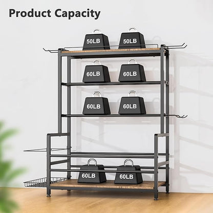 Gym Home Equipment Weight Rack – 3‑Tier Workout Storage Stand for Dumbbells & Kettlebells, Medicine