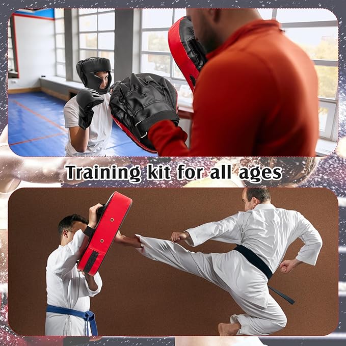 10 In1 Punching Mitts Kick Pad Set Taekwondo Pads Boxing Mitts Focus Pads Boxing Gloves Safety Head