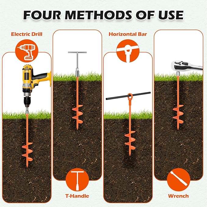 4 Pcs 18" Fully Welded Ground Anchors Shed Anchors Kit with 1/8" Galvanized Cable & Turnbuckles &
